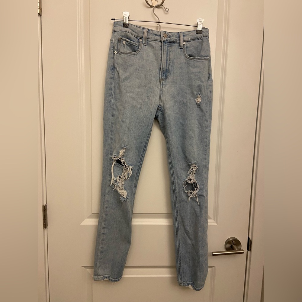 PAIGE High Rise Sarah Slim Distressed Jeans